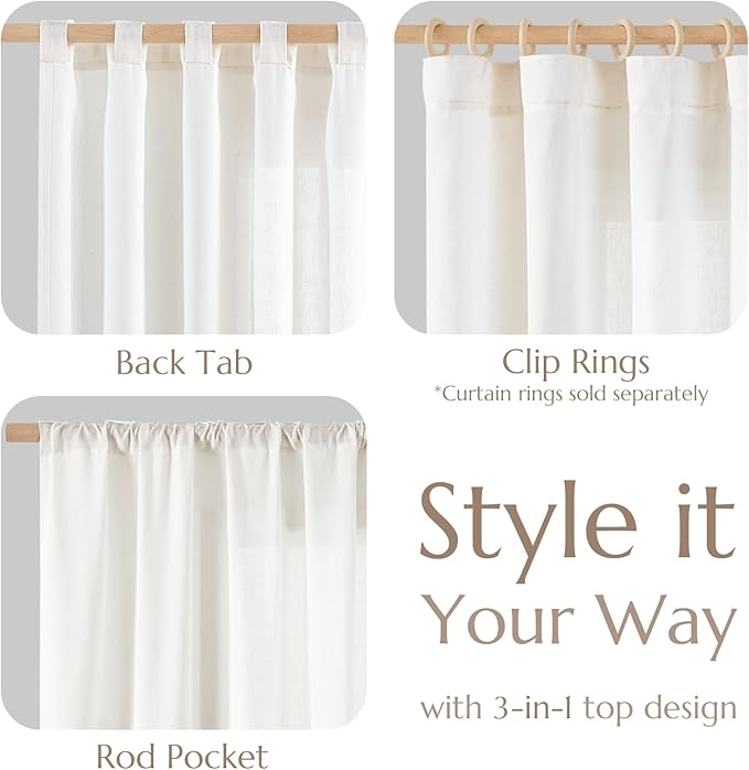 jinchan Linen Blend Curtain 84 inch Length 1 Panel - Image 9