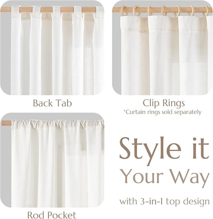jinchan Linen Blend Curtain 84 inch Length 1 Panel - Image 9