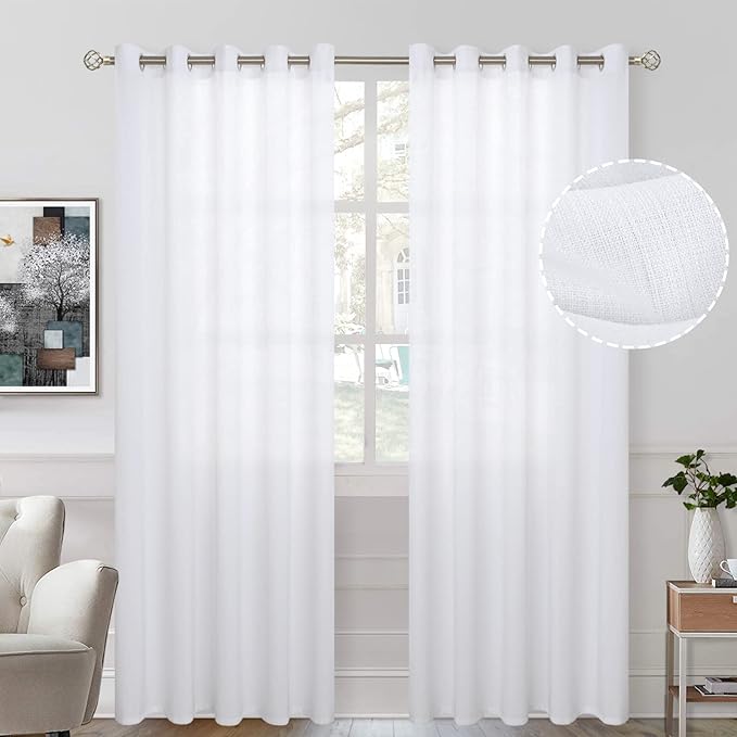 BGment Natural Linen Look Semi Sheer Curtains by BGment