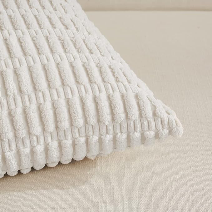 Fancy Homi 4 Packs Pure White Decorative Throw Pillow Covers 22x22 Inch - Image 4