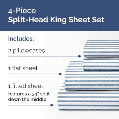 Split Head King Sheet Set – 4 Piece Flex Split Top King Sheets - Image 2