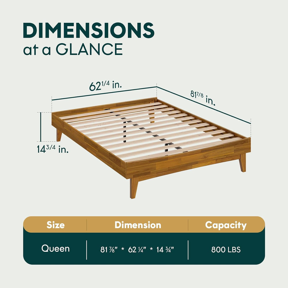 Bme Catherine Queen Bedframe Without Headboard, 800lbs - Teak Brown