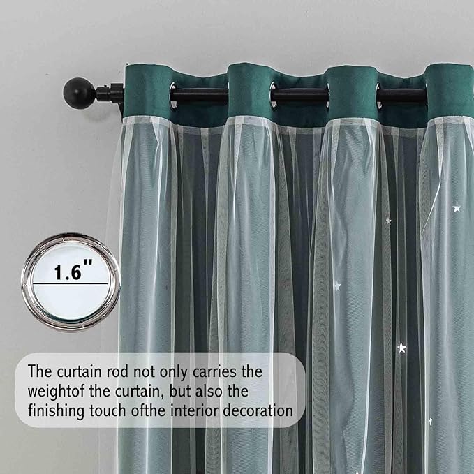 Anytime Romantic Kids Curtain, Hollow-Out Stars Window Curtain Double Layer - Image 3