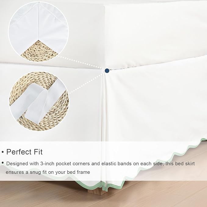 HIG Off-White Chic Twin XL Bed Skirt - Image 3
