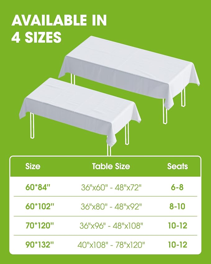 Pureegg Rectangle Table Cloth 60" x 84" – 8 Packs, Durable Polyester Tablecloth - Image 8
