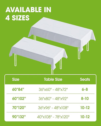 Pureegg Rectangle Table Cloth 60" x 84" – 8 Packs, Durable Polyester Tablecloth - Image 8