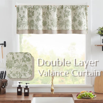 jinchan Floral Valance Curtain Linen Kitchen Valance - Image 3