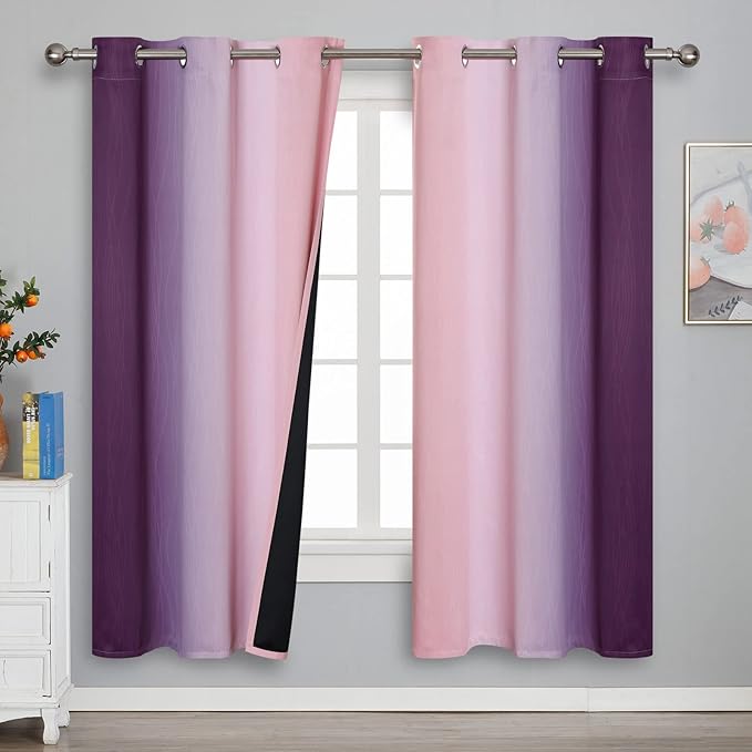 Estelar Textiler Ombre Pink and Purple Blackout Curtains 72 Inch Length 2 Panels by ESTELARTEXTILER