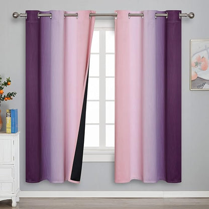 Estelar Textiler Ombre Pink and Purple Blackout Curtains 72 Inch Length 2 Panels by ESTELARTEXTILER
