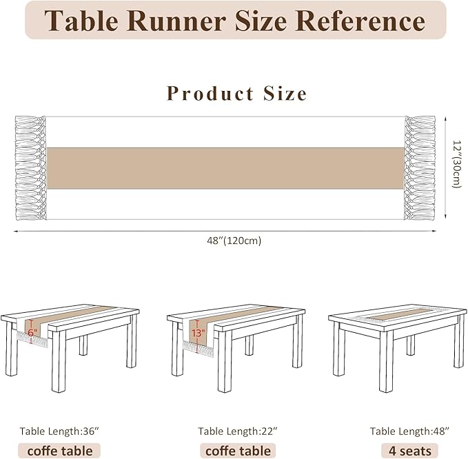 Boho Macrame Table Runner with Tassels Farmhouse Rustic Dining Woven Table - Image 6