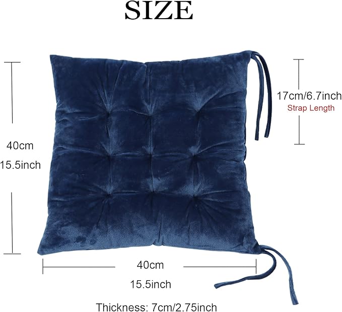Set of 4 Square Chair Pads Indoor Seat Cushions Pillows - Image 2