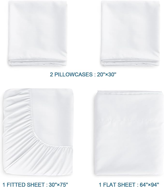 SPRINGSPIRIT Cot Sheets 30" x 75" x 9", 4 Piece Cot Sheet Set, Cot Size Fitted - Image 3