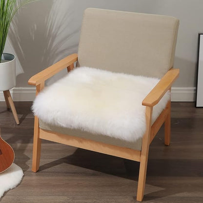 LLB Sheepskin Chair Cushion Non-Slip Back Square Genuine Fur Chair Cover Silky - Image 6