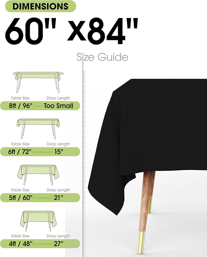 Pureegg Rectangle Table Cloth 60" x 102" – 8 Packs, Durable Polyester - Image 3