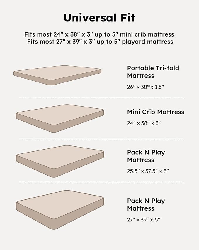 Pack and Play Sheets Fitted, Mini Crib Sheets 2-Pack - Image 5