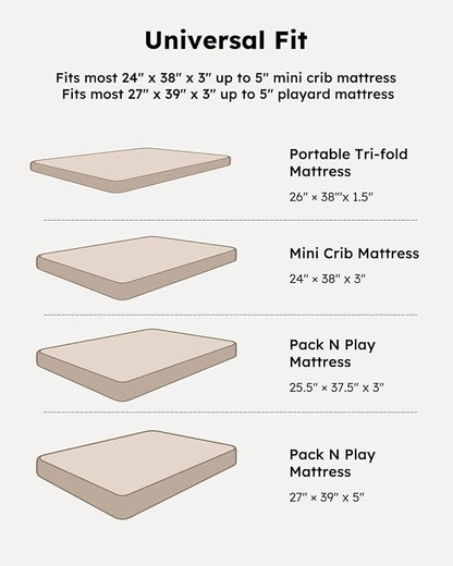 Pack and Play Sheets Fitted, Mini Crib Sheets 2-Pack - Image 5