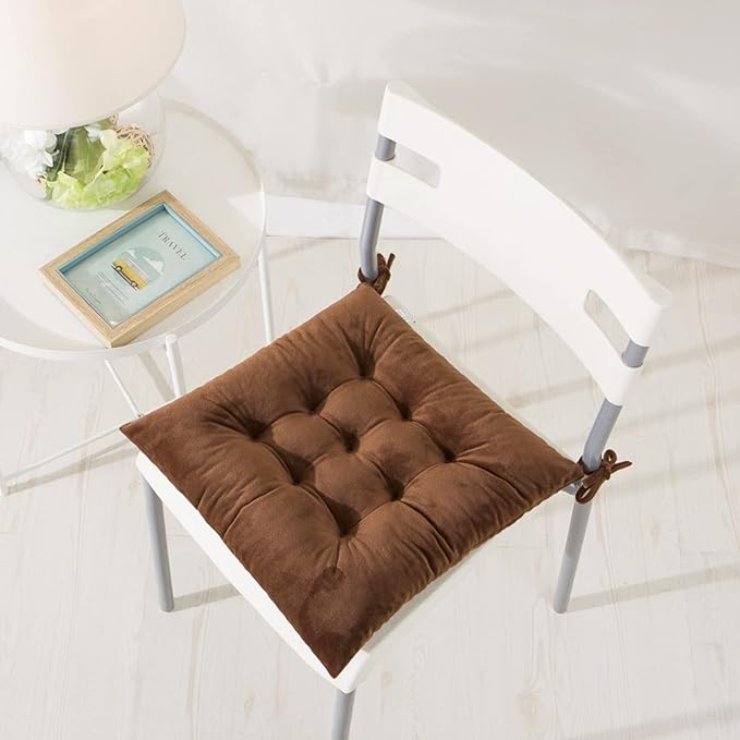 Set of 4 Square Chair Pads Indoor Seat Cushions Pillows - Image 6