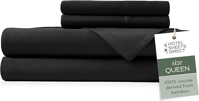 Hotel Sheets Direct 4 Piece Bed Sheet Set Queen Size, 100% Viscose Derived from by HOTELSHEETSDIRECT