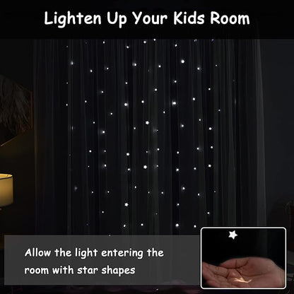 Kinryb Decorative Star Cut-Out Window Curtains Room Decoration Double Layer - Image 5