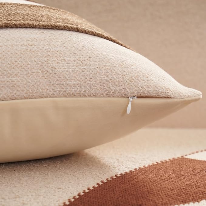 Avigers 18 x 18 Inch Patchwork Pillow Cover, Luxury Chenille Modern Throw - Image 3
