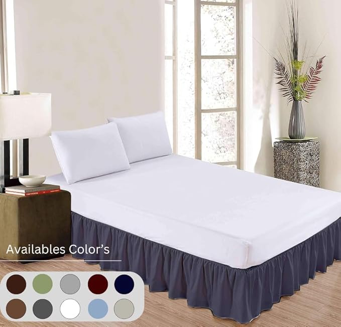 Ruffle Bed Skirt with Split Corners, Microfiber Dust Ruffled - Image 3