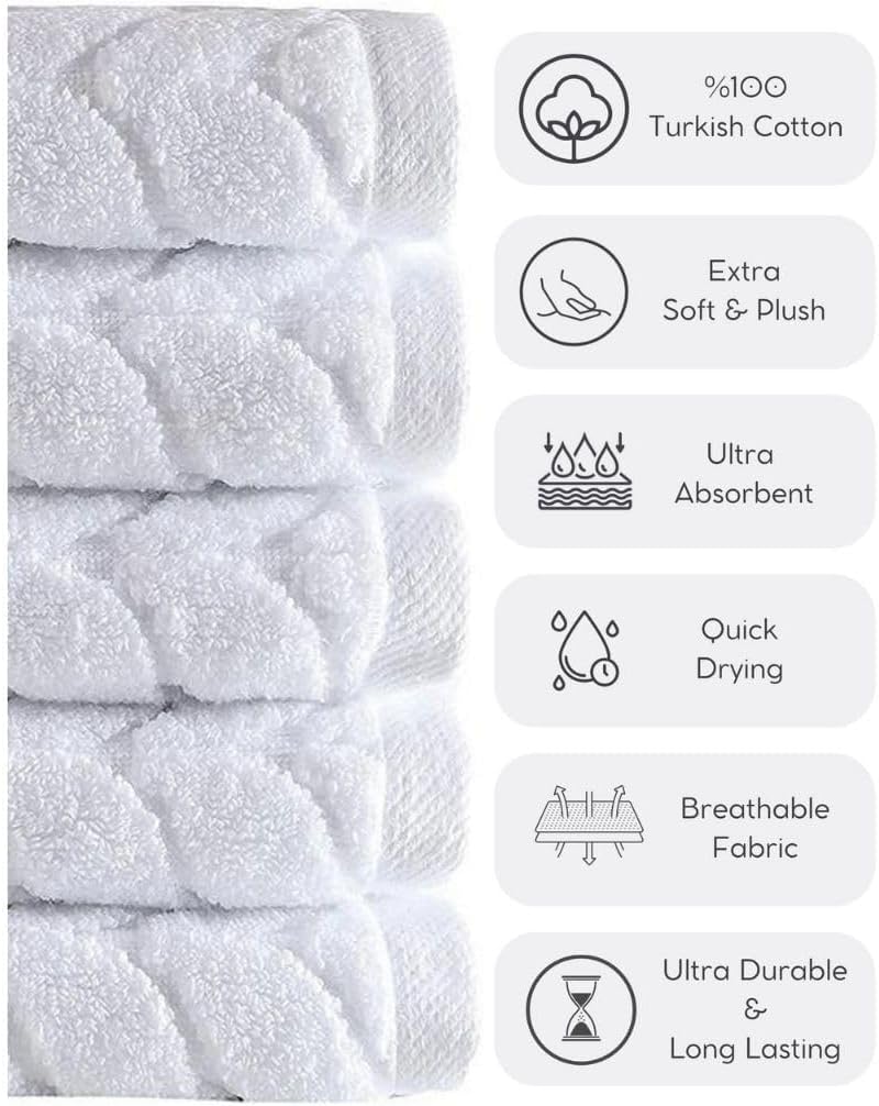 BAGNO MILANO Turkish Cotton Bath Towels, Hand Towels - Soft Plush Jacquard Co...