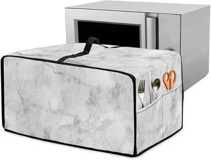 White Marble Texture Print Microwave Oven Dust Cover Polyester-Linen Fabric by HwzdsyxlCreativeHomeDecor