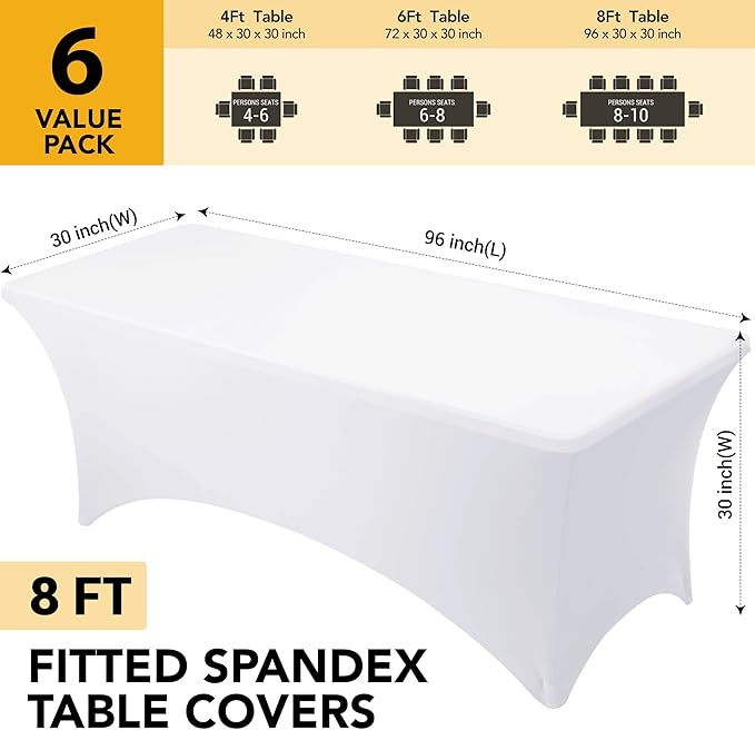 6-Pack Premium White Spandex Tablecloths - Image 6
