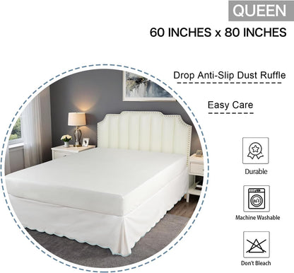 hig chic 14'' queen bedskirts scallop edge pleated, front angle view