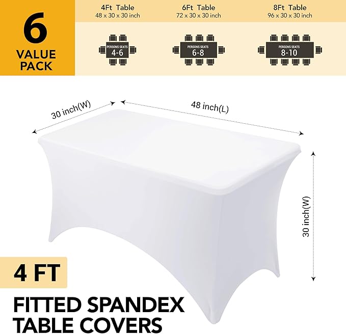 6-Pack Premium White Spandex Tablecloths - Image 6