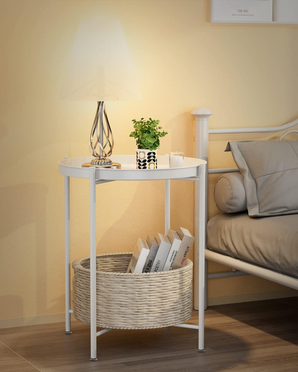 EKNITEY End Table,Folding Metal Side Table Waterproof Small Coffee Table Sofa...