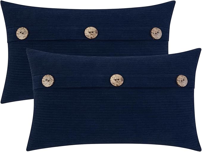 HWY 50 Navy Blue Decorative Rectangle Throw Pillow Covers Set Cushion Cases by HWY50