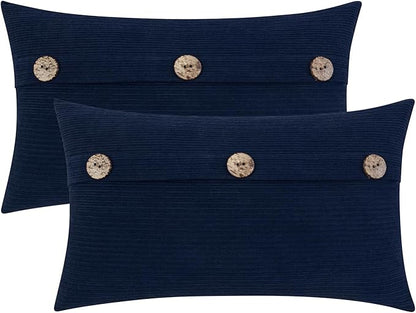 HWY 50 Navy Blue Decorative Rectangle Throw Pillow Covers Set Cushion Cases by HWY50