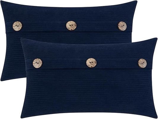 HWY 50 Navy Blue Decorative Rectangle Throw Pillow Covers Set Cushion Cases by HWY50