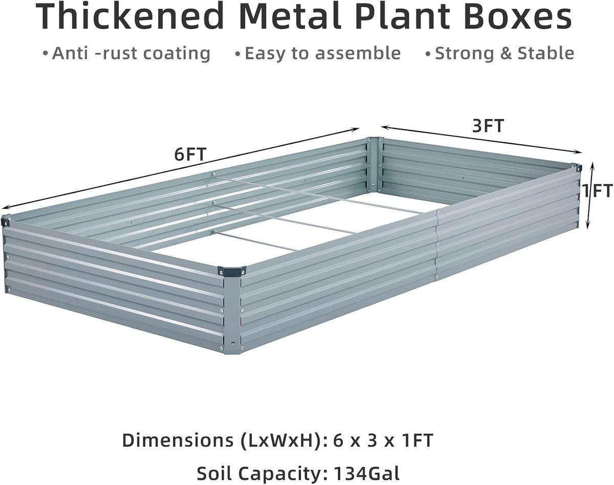 meberam 2 pack 6x3x1ft galvanized raised garden beds shown in use