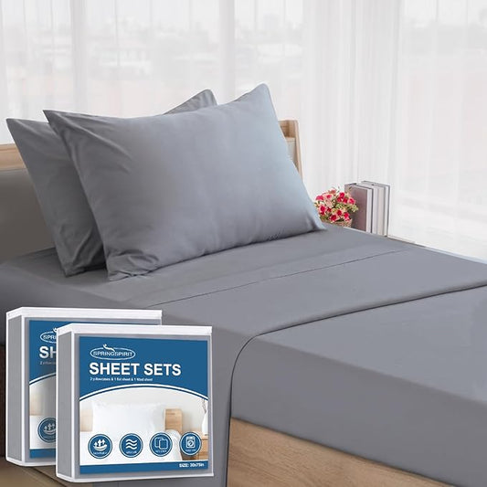 SPRINGSPIRIT Cot Sheets 30" x 75" x 9", 4 Piece Cot Sheet Set, Cot Size Fitted by SpringspiritBedding