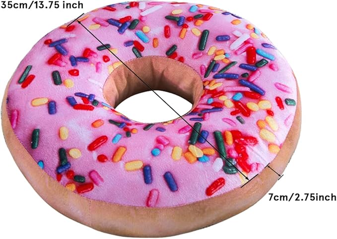 HYSEAS Round Throw Pillow 14 Inch Pink Donut, 3D Digital Print Decorative - Image 2