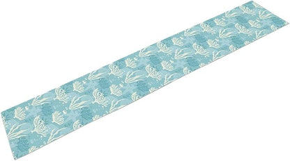 Ocean Seaweed Coral Table Runner Beach Blue Nautical Starfish Coral Table Runner - Image 2