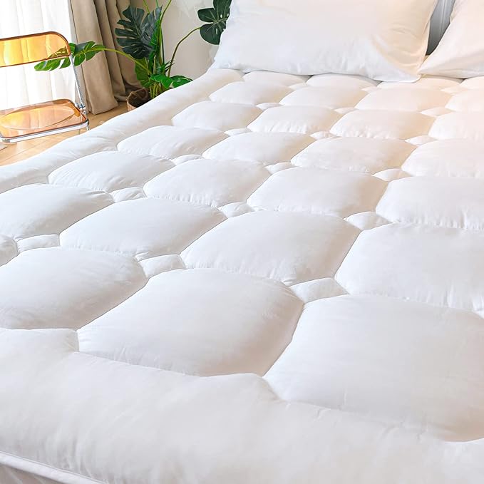 UNILIBRA Cal King Size Mattress Pad Cooling Rayon from Bamboo, Quilted Fitted by Unilibra
