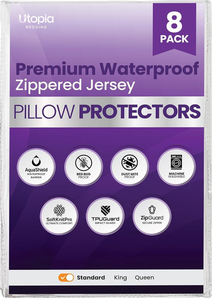 set of 8 pillow protectors with zipper standard, main product view