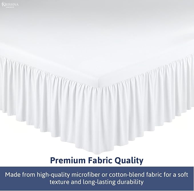 KRISHNA Ruffled Bed Skirt with Split Corners Queen, 100% Microfiber Hotel - Image 6
