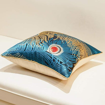 Avigers 20 x 20 Inches Navy Blue Gold Peacock Feathers Cushion Cases Luxury - Image 3