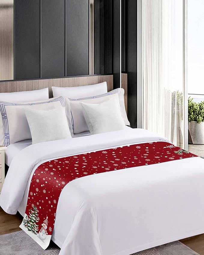 Christmas Tree Snowflakes Snowman Bed Runners - Image 5