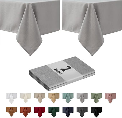 maxmill 2 Pack 60 x 84 Inch Light Grey Faux Linen Textured Rectangle Tablecloth by maxmill