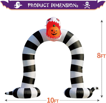 DomKom 10FT Halloween Inflatable Blow Up Decorations, 10FT Long 8FT Tall Sandworm Archway, Built-in LEDs for Holiday Party, Garden, Lawn, Yard, Patio Décor