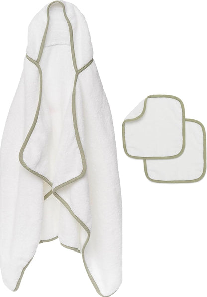 lalo hooded towel and washcloth set, 100% organic, main product view