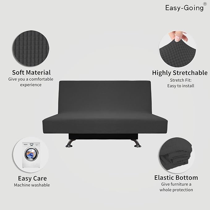 Easy-Going Stretch Futon Slipcover Armless Futon Bed Cover Furniture Protector - Image 3