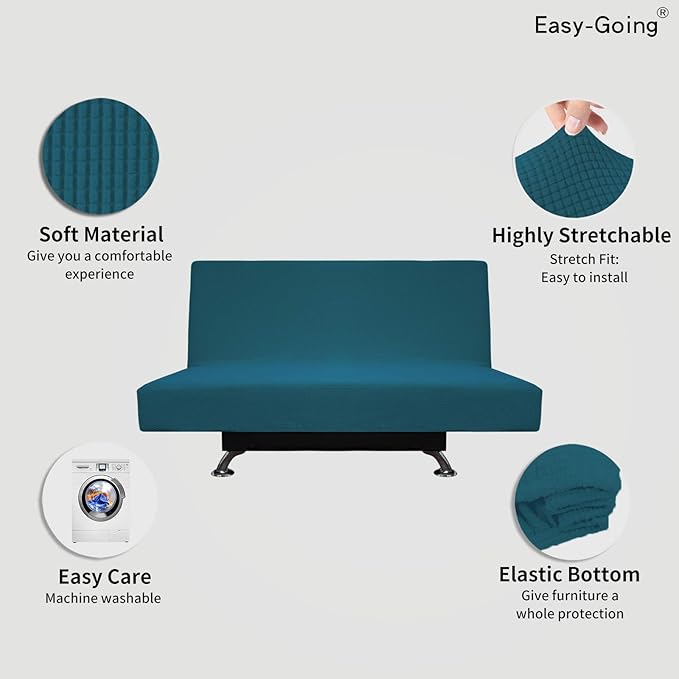 Easy-Going Stretch Futon Slipcover Armless Futon Bed Cover Furniture Protector - Image 3