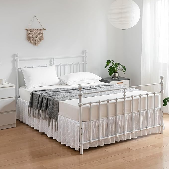 Tufted Dot Bed Skirt Queen Size Ruffled Bed Skirt - Image 7