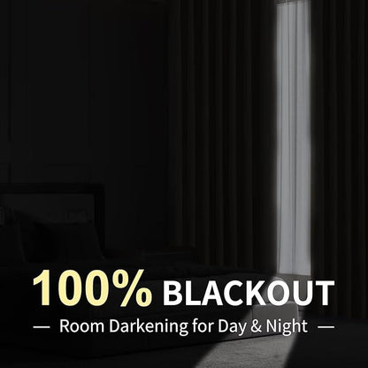 CUCRAF Custom Linen 100% Total Blackout Curtains, Light Grey Back Tab and Rod - Image 2